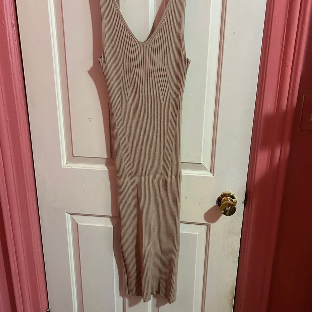 H&M Ribbed Tan Sleeveless Dress